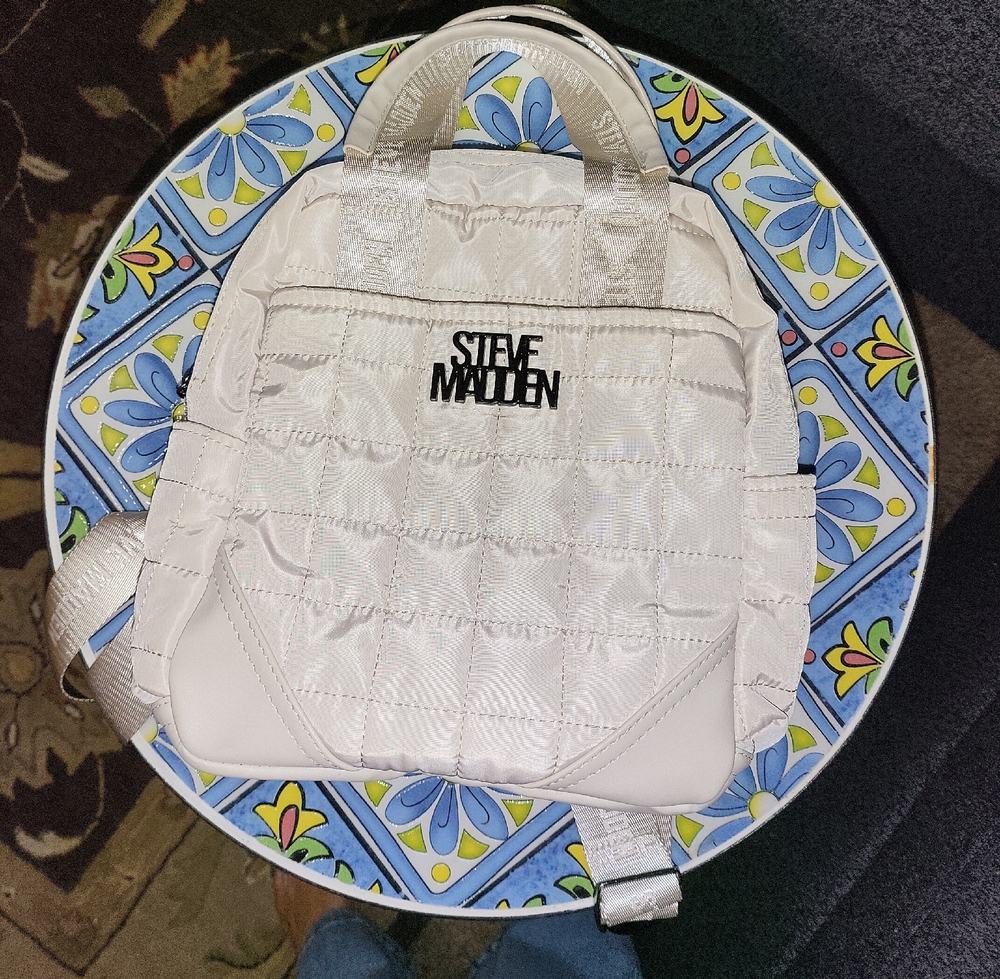Steve Madden White Quilted Mini Backpack